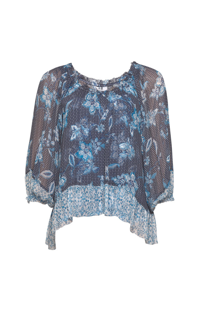 Shibori Blouse - Indigo Multi