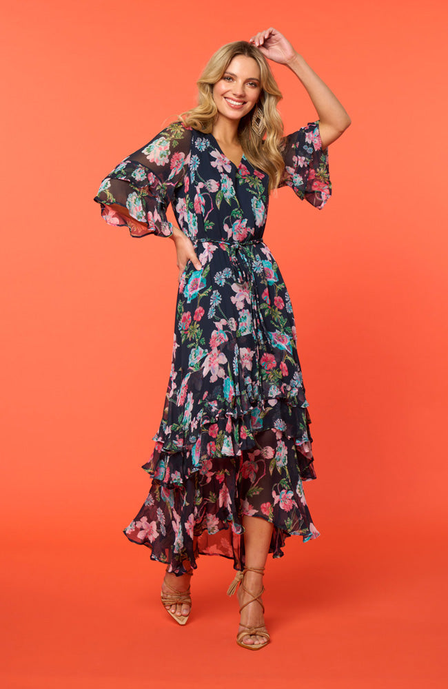 Marquise Midi Dress - Indigo Multi