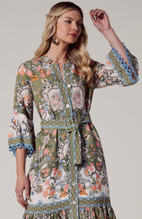 Siena Midi Dress - Olive Multi