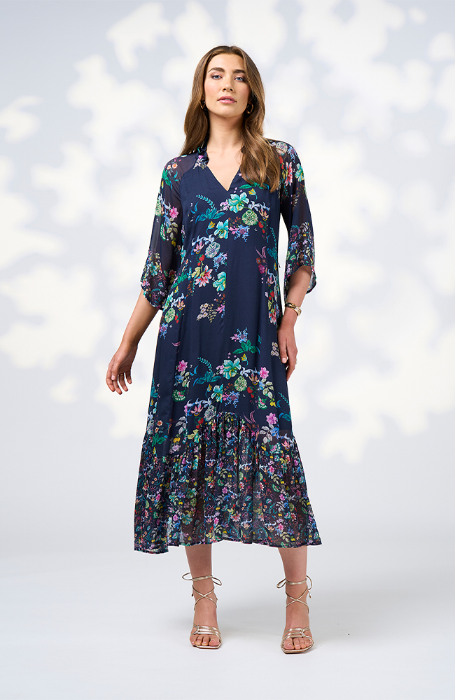 La Boheme Midi Dress - Indigo Multi