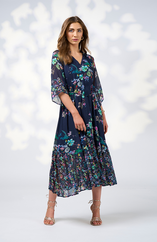 La Boheme Midi Dress - Indigo Multi