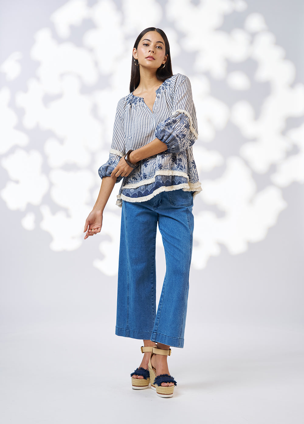 Xanthe Top - Indigo Multi