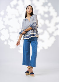 Xanthe Top - Indigo Multi