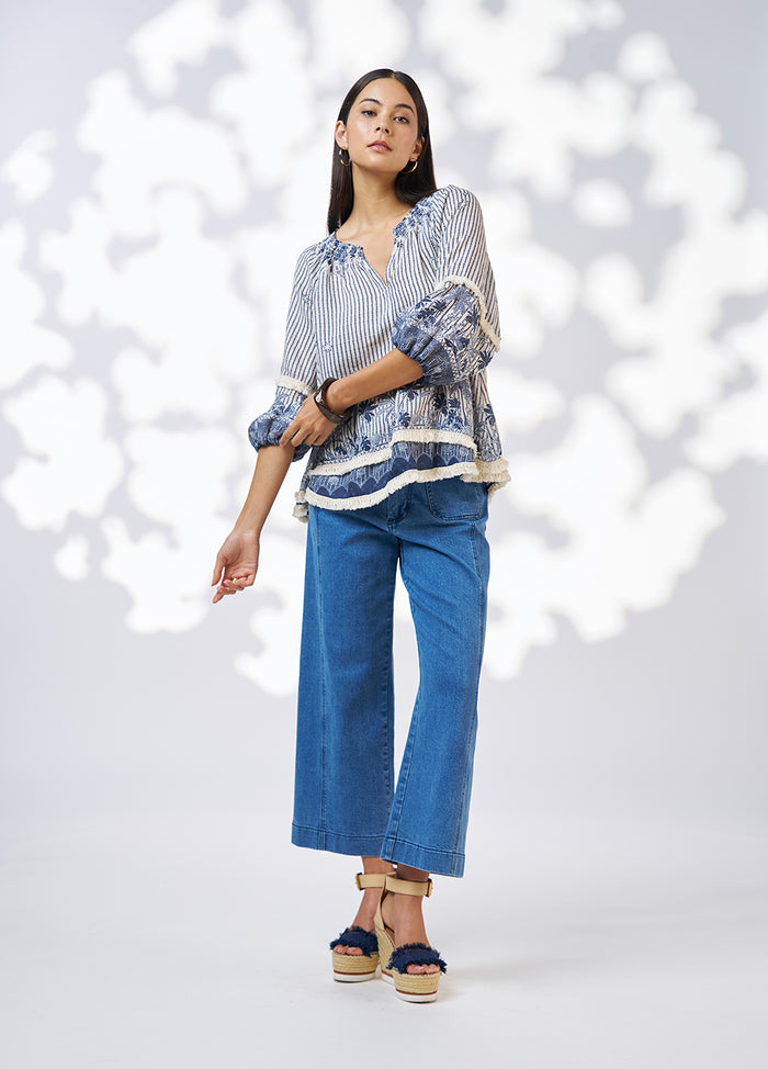 Xanthe Top - Indigo Multi