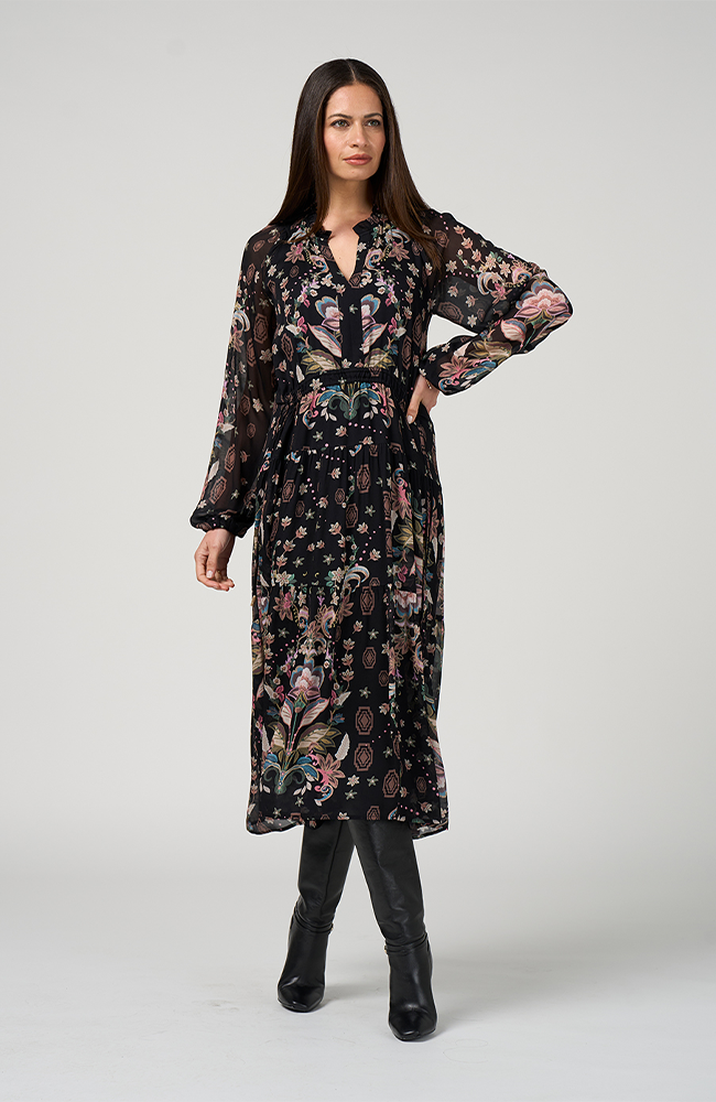Antoinette Midi Dress - Black Multi