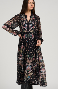 Antoinette Midi Dress - Black Multi