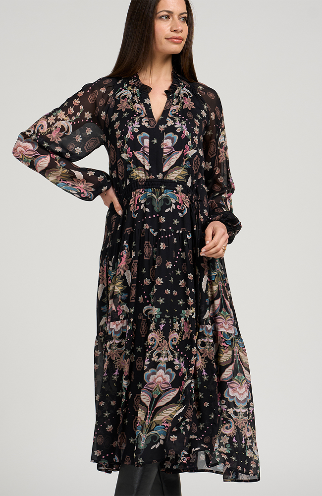 Antoinette Midi Dress - Black Multi