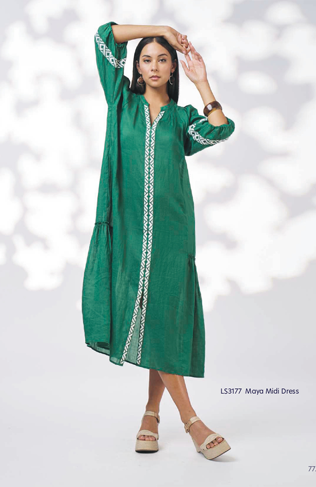 Maya Midi Dress - Palm Green