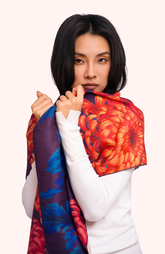 Lux Print Scarf - Chrystanthemum