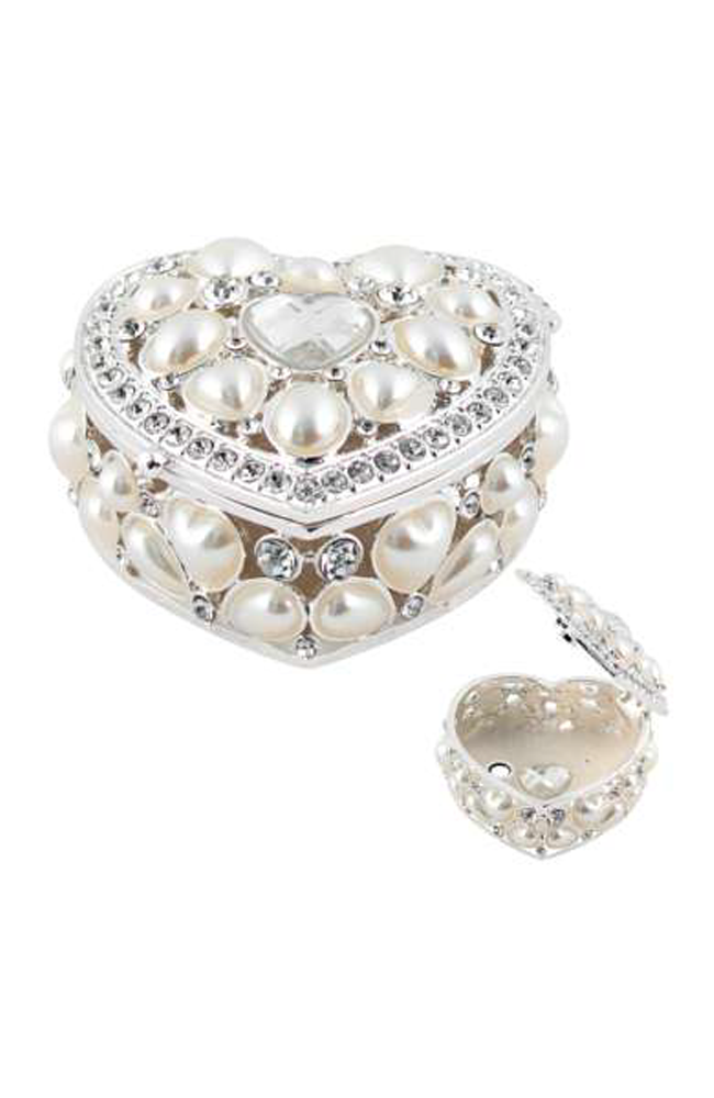 Felicity Pewter Silver Pearl Box - Heart