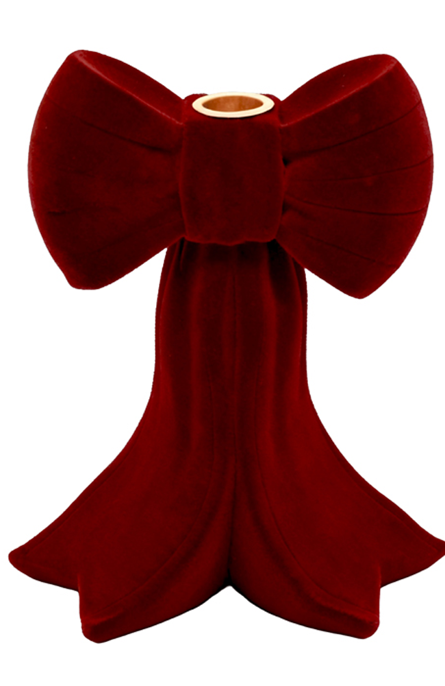 Velvet Bow Candle Holder LGE - Red