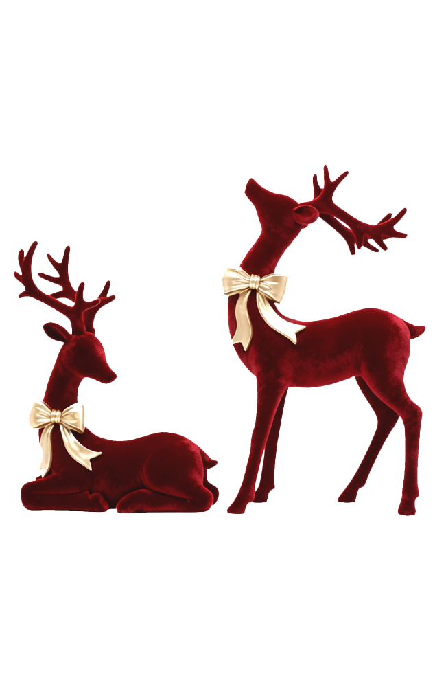 Velvet Deer w/ Bow - Red