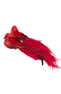 Clip On Velvet Bird - Red