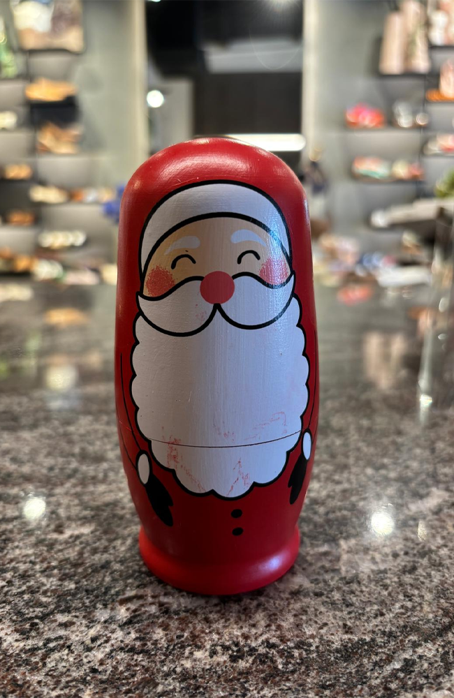 Wooden Santa Babushka - Red/White