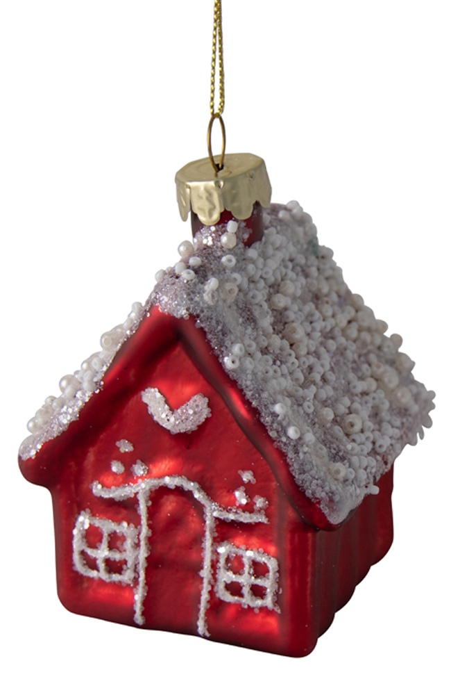 Glass Hanging Cottage - Red