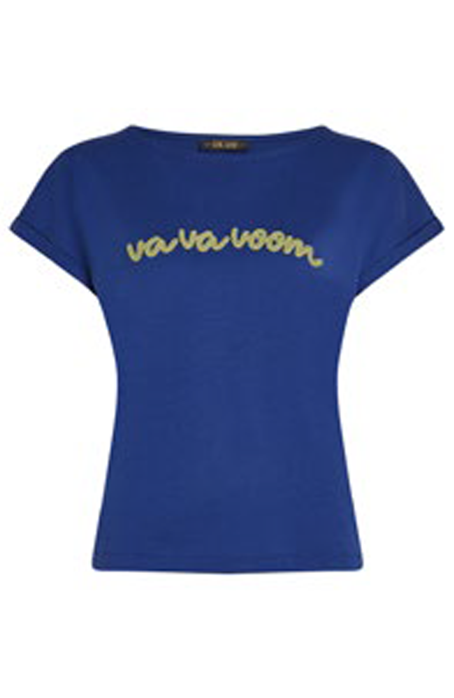 Aria Top - Placement Print/Mazarine Blue