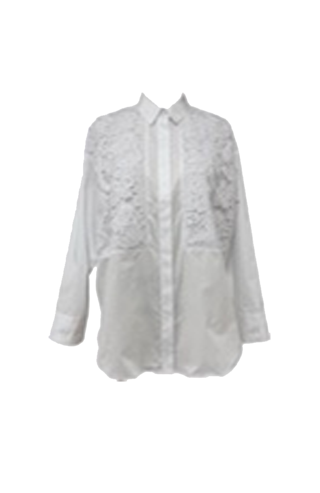 Bobby Pin Shirt - White/Lace Inset