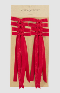 Velvet Tie On Bow - Red Individual