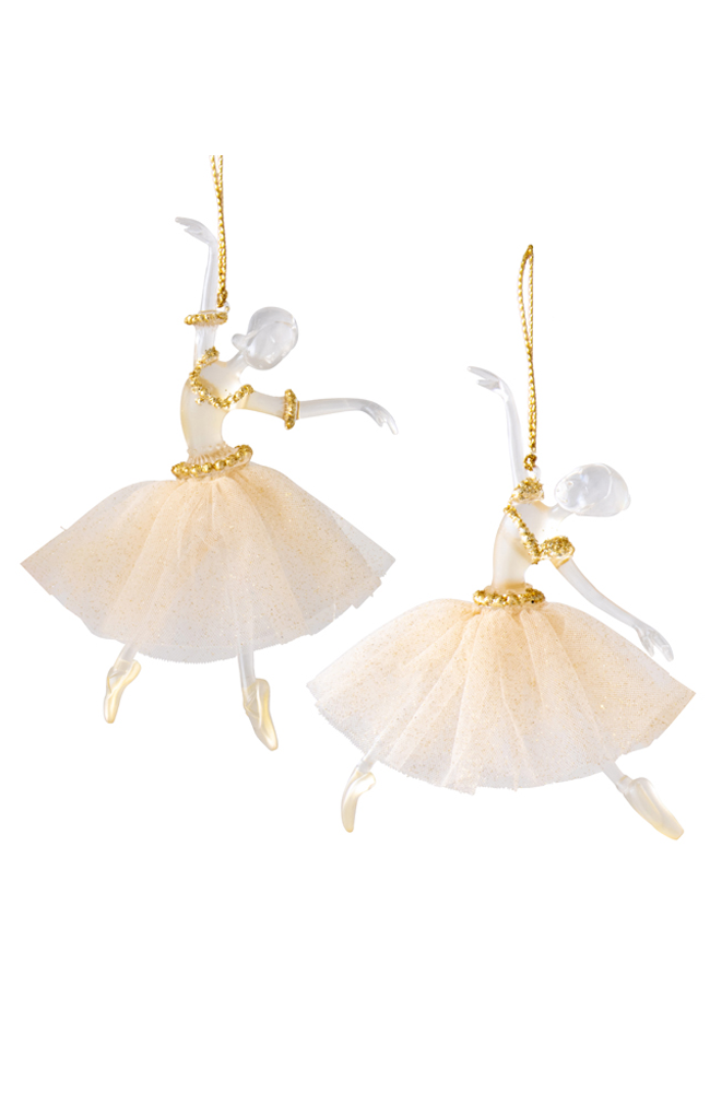 Acrylic Ballarinas - Gold/White