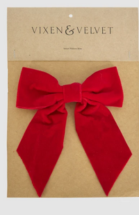 Velvet Clip On Bow Small - Red