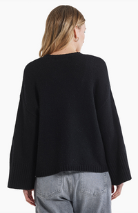 Wide Sleeve Crew Neck Jumper - Black
