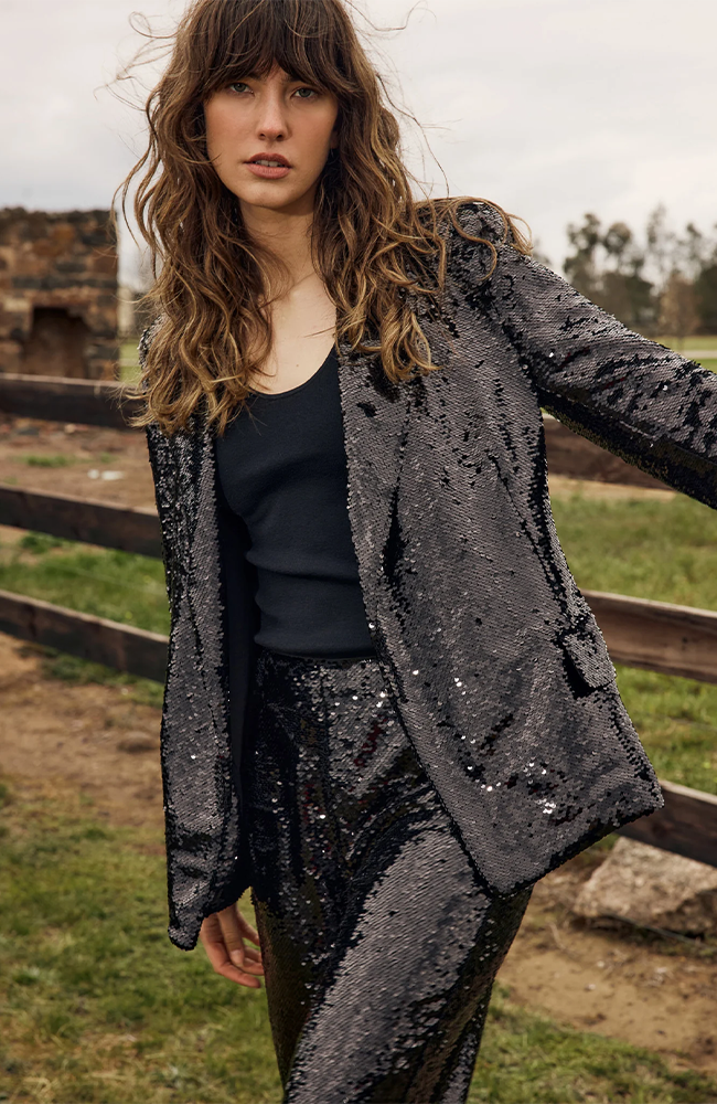 Rayne Sequin Blazer - Black