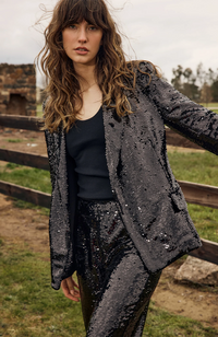 Rayne Sequin Blazer - Black