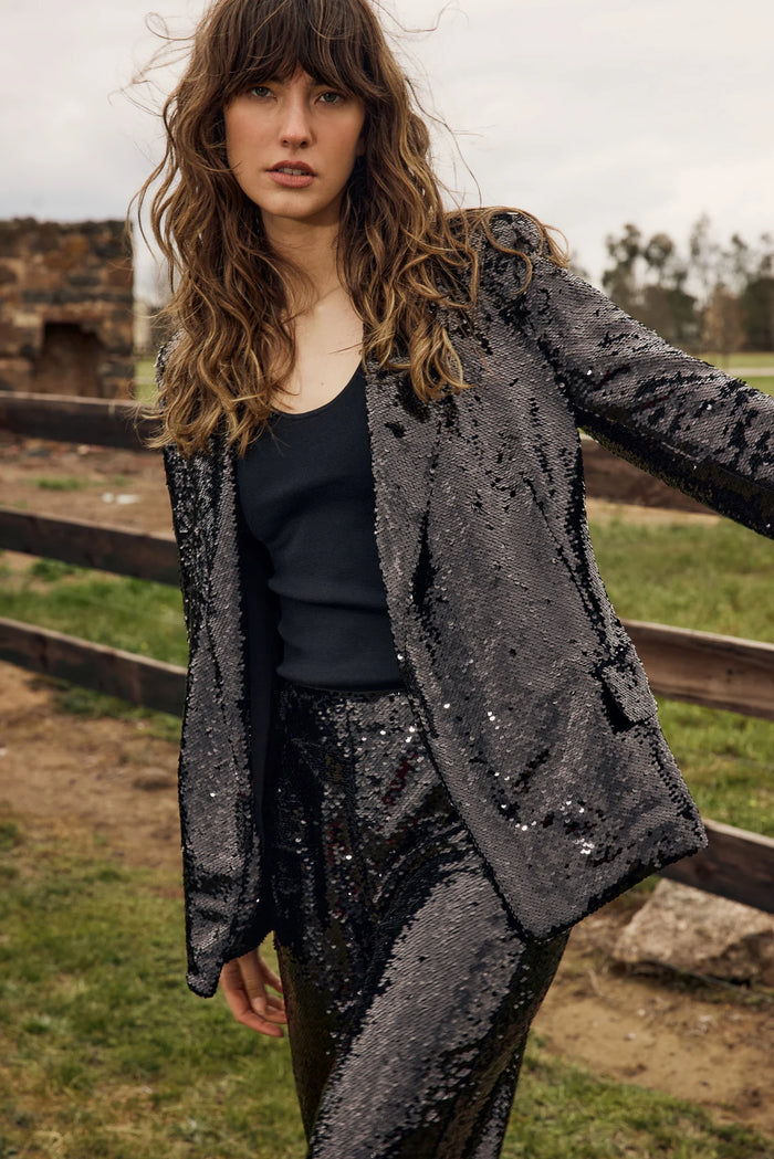 Rayne Sequin Blazer - Black