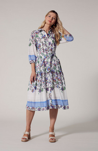 Calliope Shirt Dress - White Multi