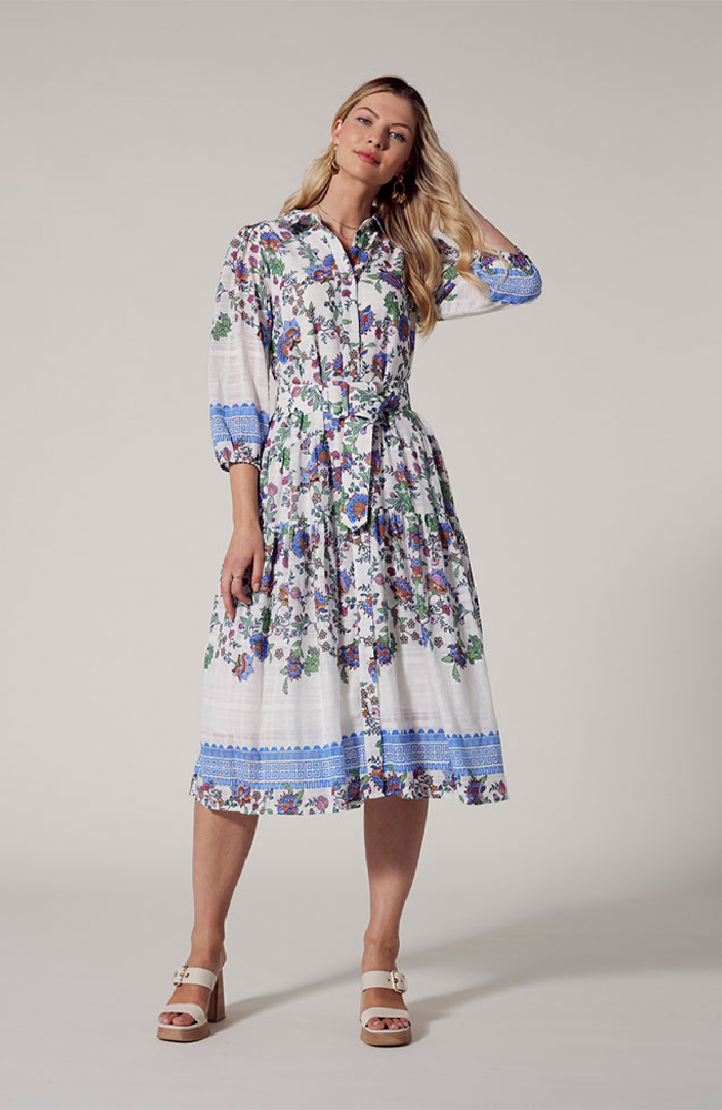 Calliope Shirt Dress - White Multi