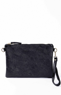 Crossbody/Clutch Bag - Metallic Black