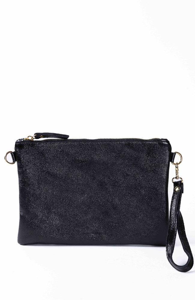 Crossbody/Clutch Bag - Metallic Black