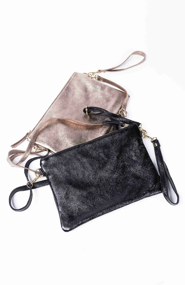 Crossbody/Clutch Bag - Metallic Champagne