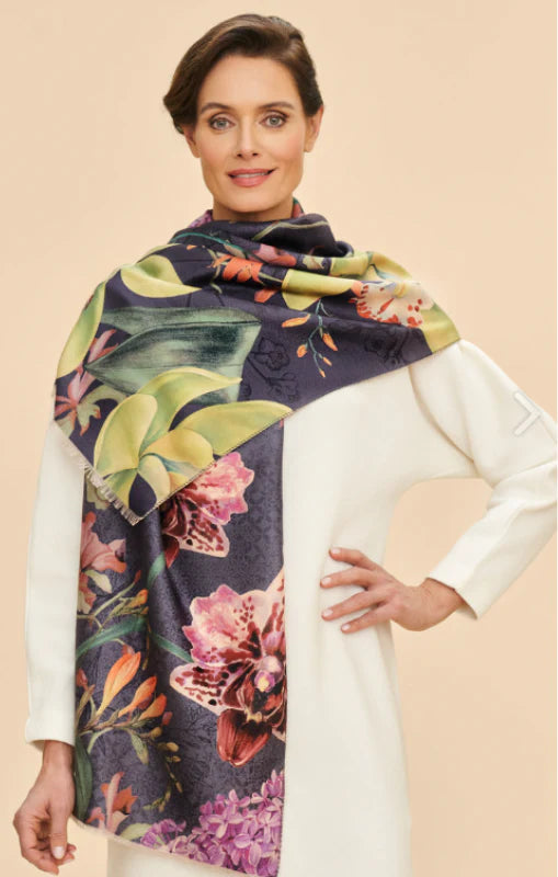 Luxurious Exotic Evening Scarf - Ink