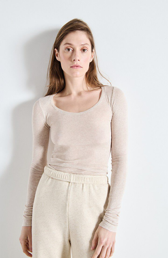 Massachusetts L/S T-shirt - Cream Melange