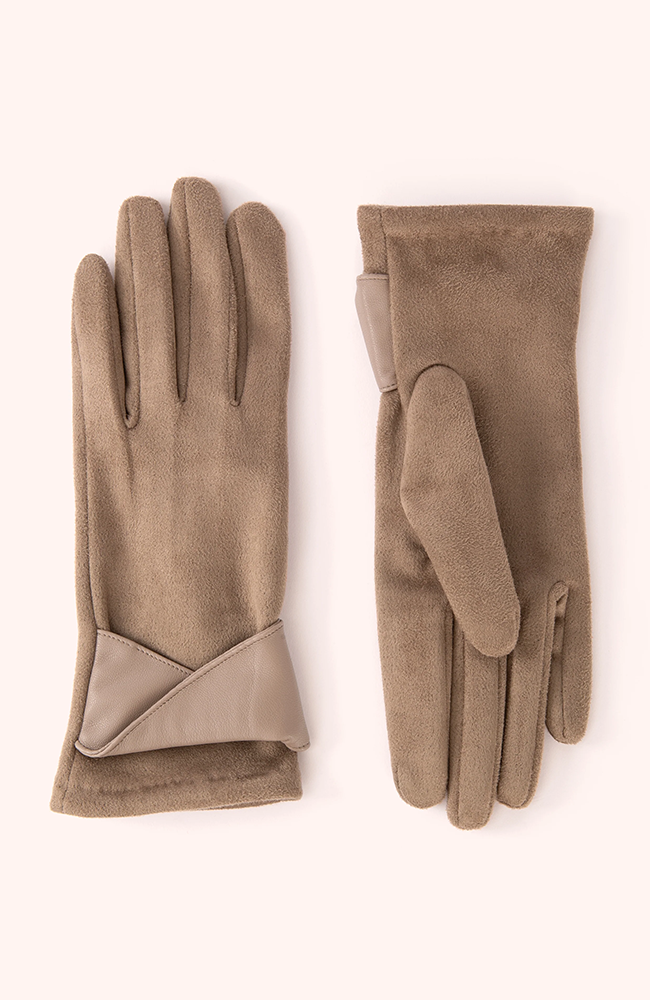 Meredith Faux Suede Gloves - Taupe