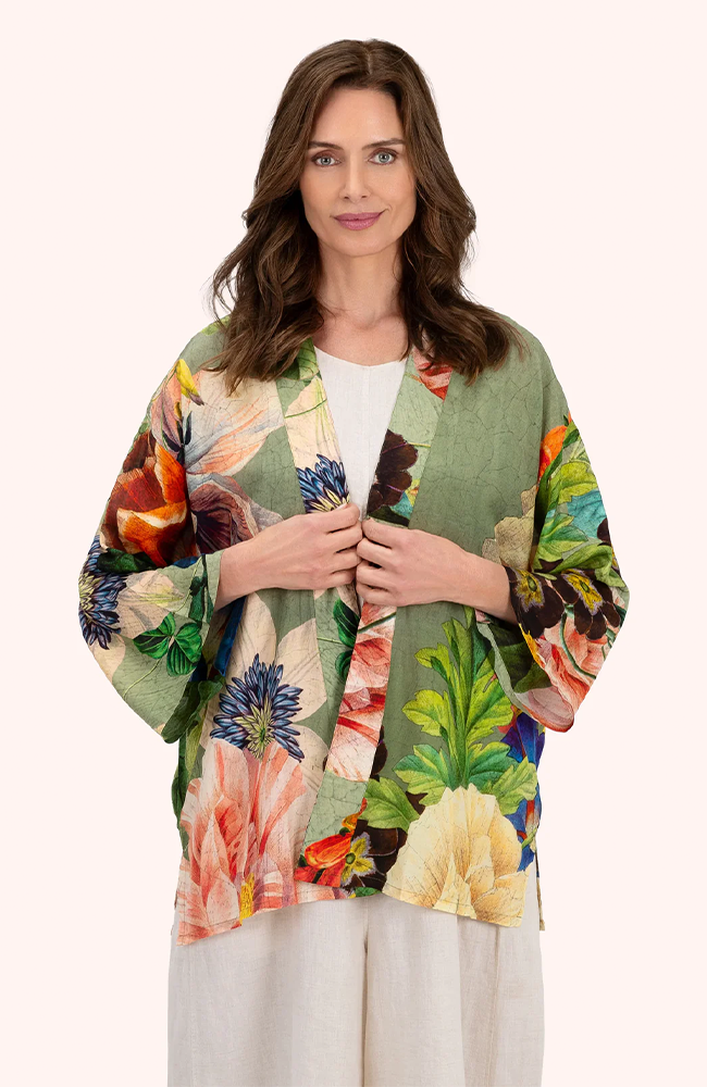 Kimono Jacket - Botanical Bouquet Sage
