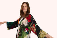 Mid-Length Kimono - Opulant Florals, Chocolate