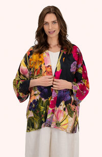 Mid-Length Kimono - Midnight Posy