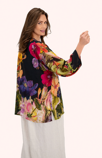 Mid-Length Kimono - Midnight Posy