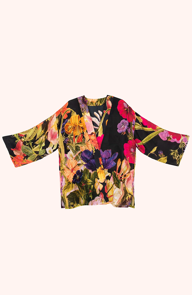 Mid-Length Kimono - Midnight Posy