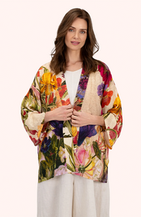Mid-Length Kimono - Cream Posy