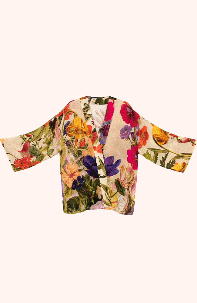 Mid-Length Kimono - Cream Posy