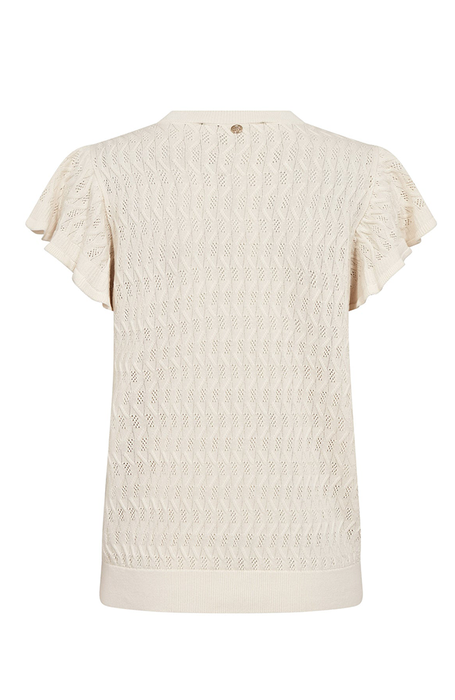 Ganna Pattern O-neck Knit Top - Ecru