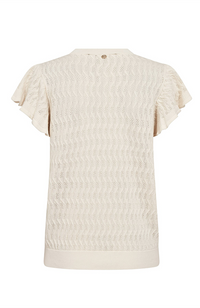 Ganna Pattern O-neck Knit Top - Ecru