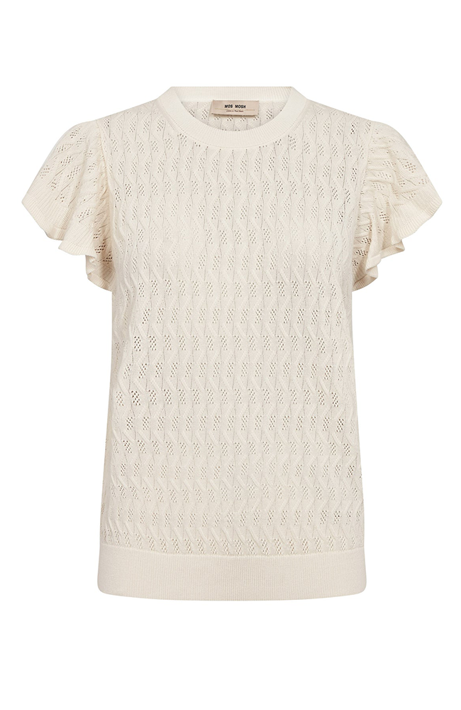 Ganna Pattern O-neck Knit Top - Ecru