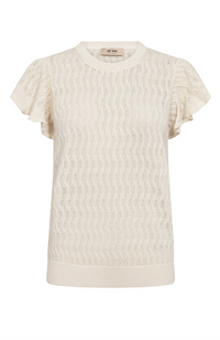 Ganna Pattern O-neck Knit Top - Ecru