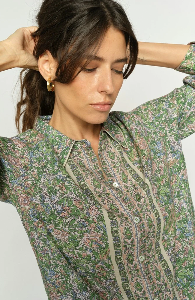 Kana Flowish Orchid Shirt - Turf Green