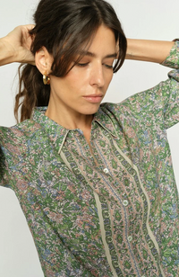 Kana Flowish Orchid Shirt - Turf Green