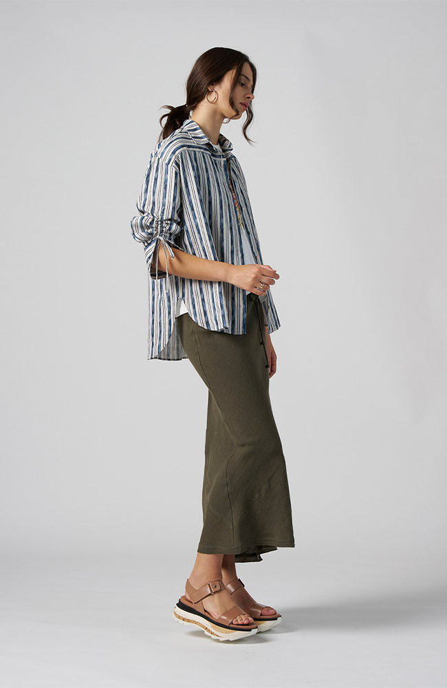 Echo Linen Skirt - Khaki